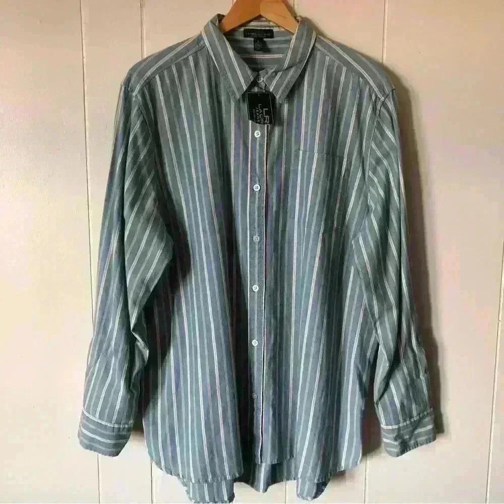 Reposhing Lauren Ralph Lauren Women’s Blue & White Striped Button-Down Shirt NWT - Picture 2 of 13